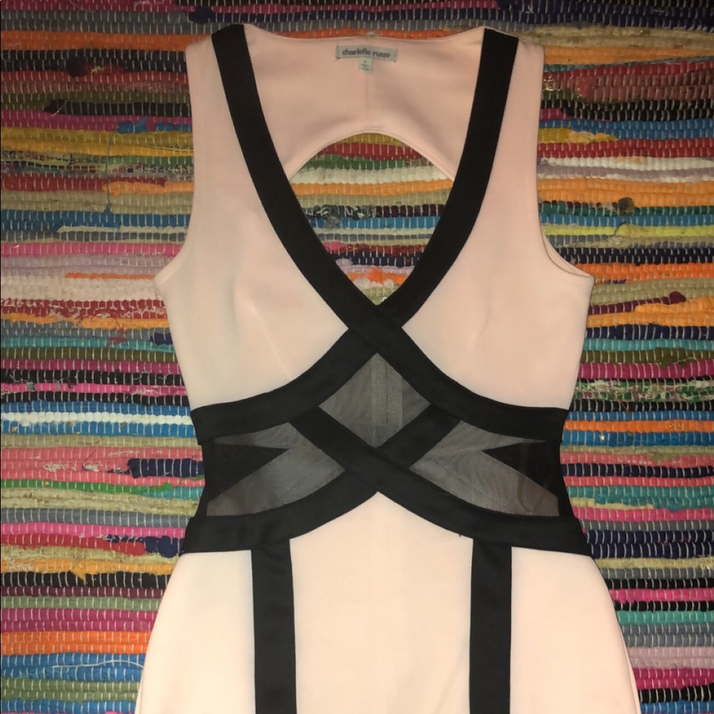 Pink and black mesh dress